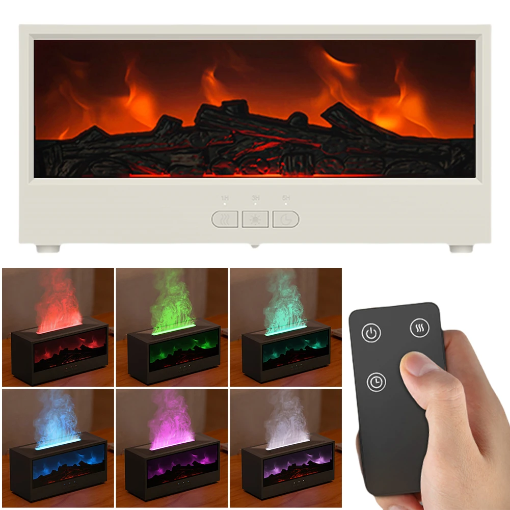 Dynamic Flame Fireplace Aromatherapy Diffuser Timer and Auto Off Flame Fireplace Aroma Diffuser for Spa Home Yoga Office Bedroom