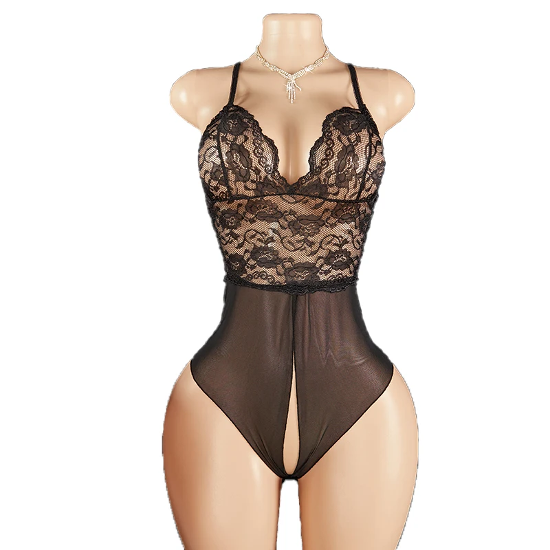 White Crotchless Bodysuits Women Sexy Lingerie Erotic Costume Porn Teddy Babydoll Wedding Dress Openness Women's Underwear Set