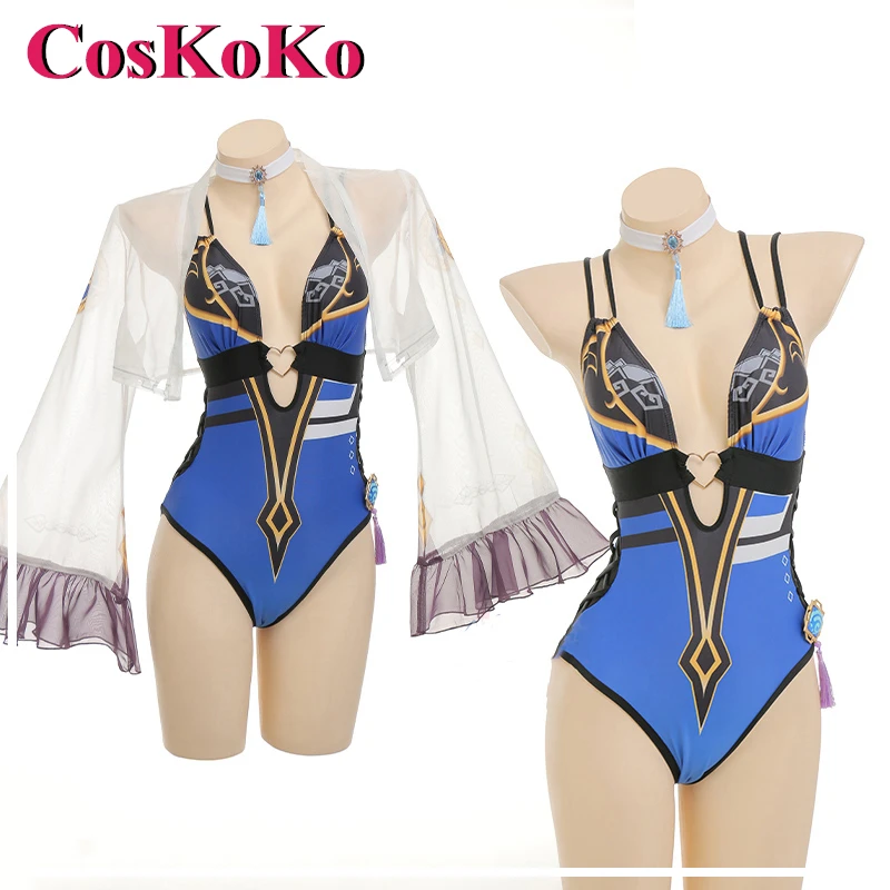 

CosKoKo Yelan Cosplay Costume Game Genshin Impact Sweet Lovely Jumpsuits Swimsuit Summer Hot Spring Women Role Play Clothing
