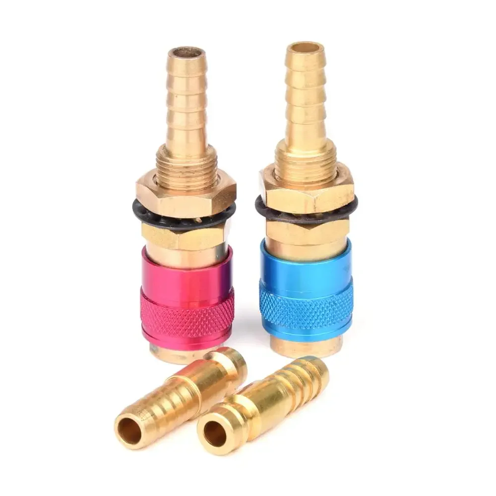 Messing 8mm Watergekoelde Gas Adapter M8 Lastoorts Snelle Slang Connector Fittingen voor MIG TIG Lastoorts Plug, rood
