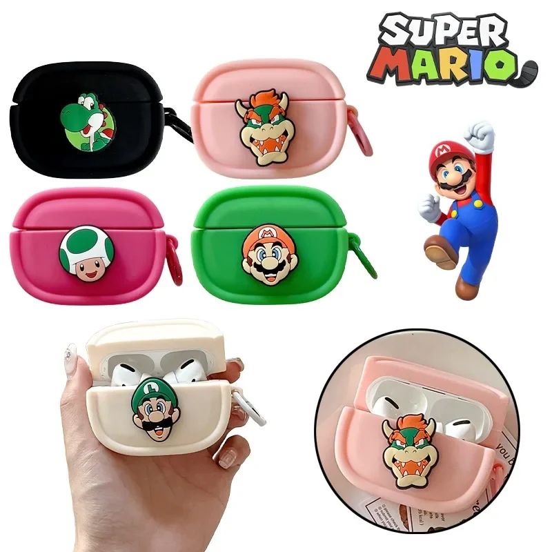 Super Mario Silikonowe Słuchawki Etui Na Airpods 3 2 1 Pro Pro2 Figurka Anime Yoshi Luigi Etui Bluetooth Bezprzewodowa Obudowa Zestawu Słuchawkowego