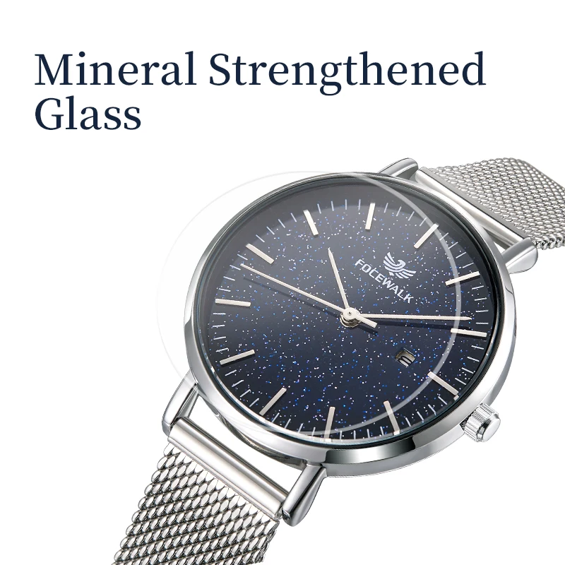 FOCEWALK New Womens Fashion Simple Watch Ladies Leisure Watch Steel Mesh Sports Wristwatches Women's Watch Bracelet