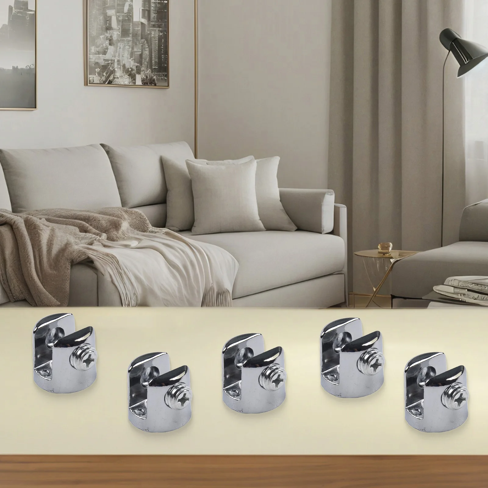 10Pcs 6mm to 8mm Glass Shelf Clamp Holder Brackets Clip Chrome Bathroom Mirror Tight Clips Door Hardware Parts
