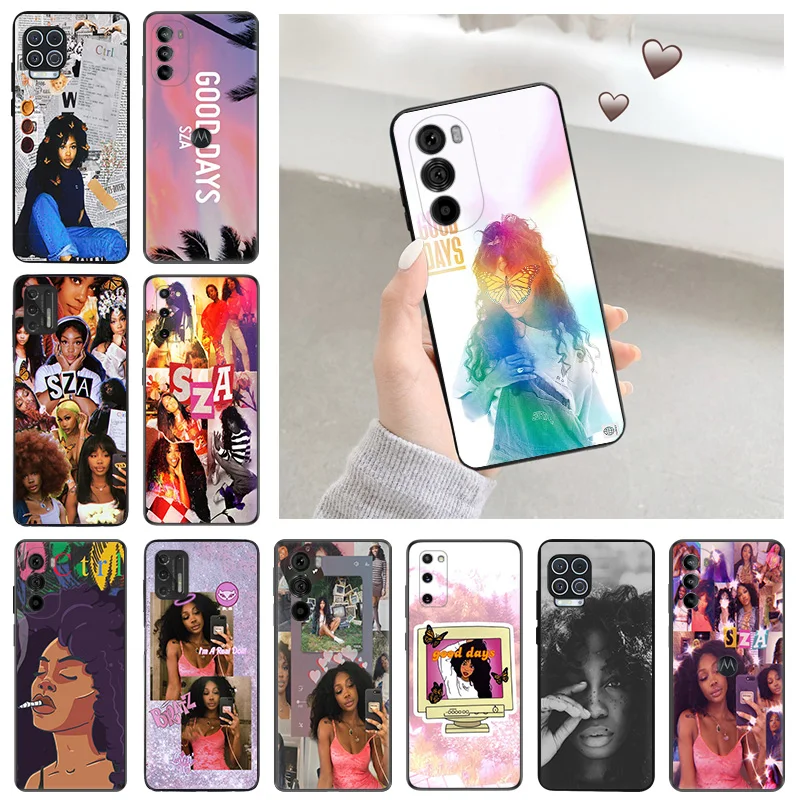 Sza Solana Imani Rowe Custodie In Silicone Nero Per Motorola Moto G73 G53 G Stylus Edge 30 20 One G9 G82 G72 G52 G32 G22 G200