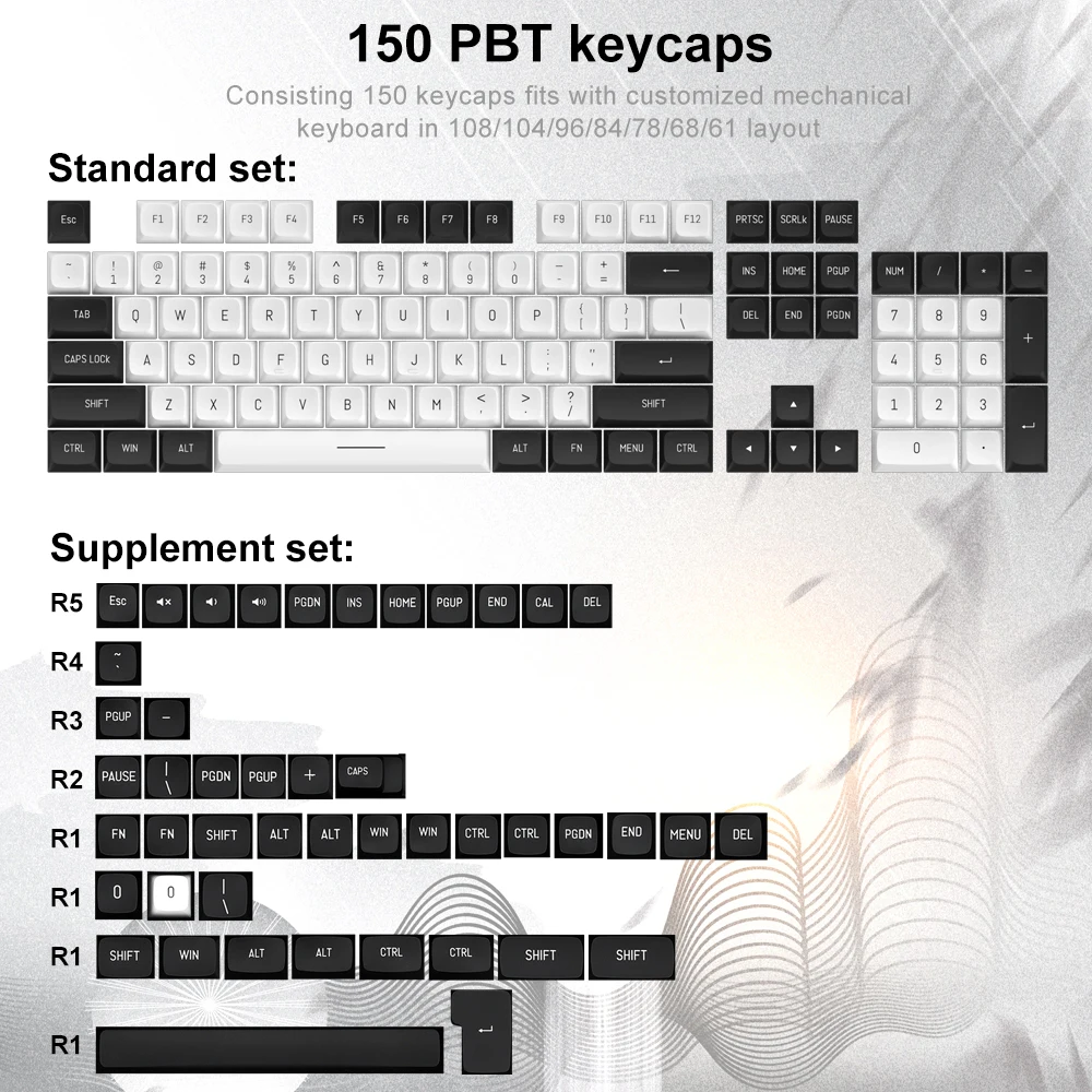 KEYCAPS REDRAGON 132 CSA PBT 150, ESPAÑOL-INGLES