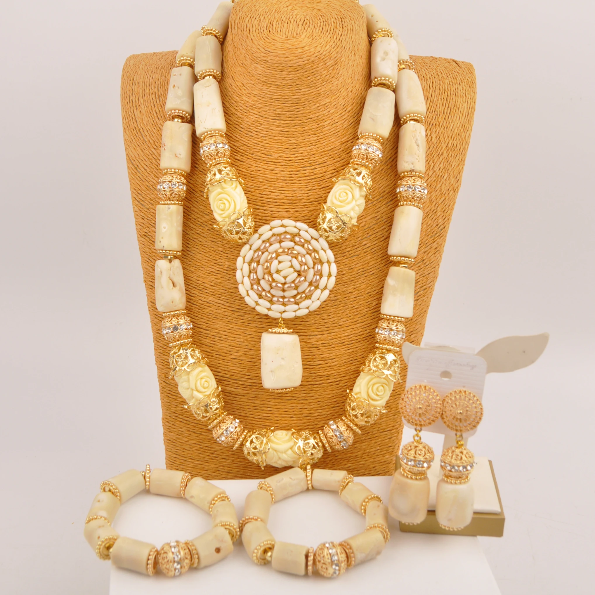 african-wedding-beads-real-white-coral-necklace-jewelry-set