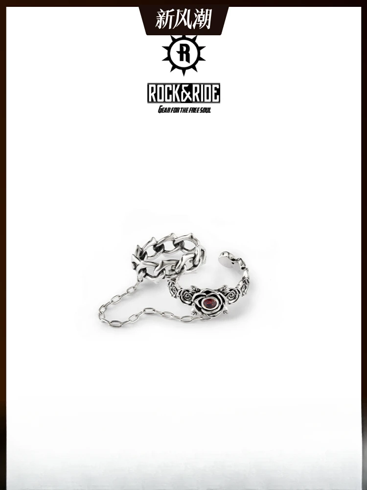 

Rose Jewel Ring Sterling silver opening personality retro gift for women in Europe and America