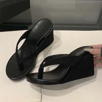 Eilyken Summer Leopard Print Clip Toe Platform Wedges Women Slippers Fashion Thick Bottom High Heels Flip Flops Shoes - Image 3