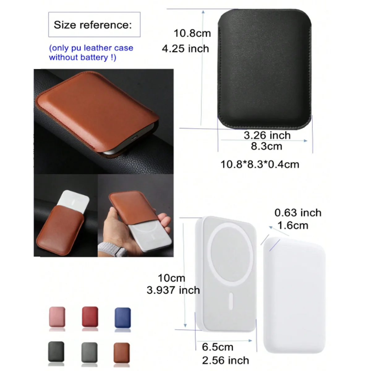 Power Bank Cover Pouch Leather Case for iPhone 13 Magsafe External Battery Cover — view 2