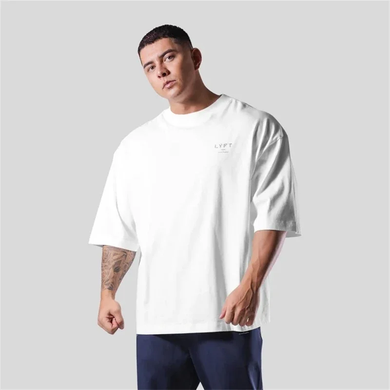 TEAM LYFT Silver Letter Print Brand Comfortable Cotton Men GYM T-Shirt O-Neck Short Sleeve T Shirt M-3XL Man T-shirts Top Tee 4