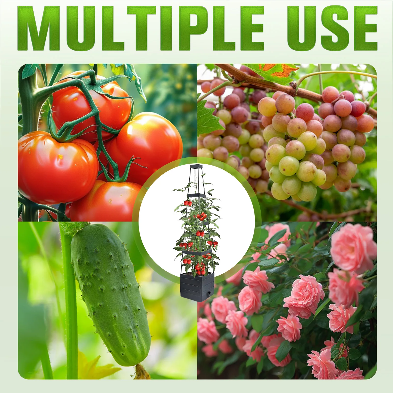 Raised Garden Bed Planter Box with Trellis Tomatoes Planter Box Self-Watering Planter Box for Vine Flowers