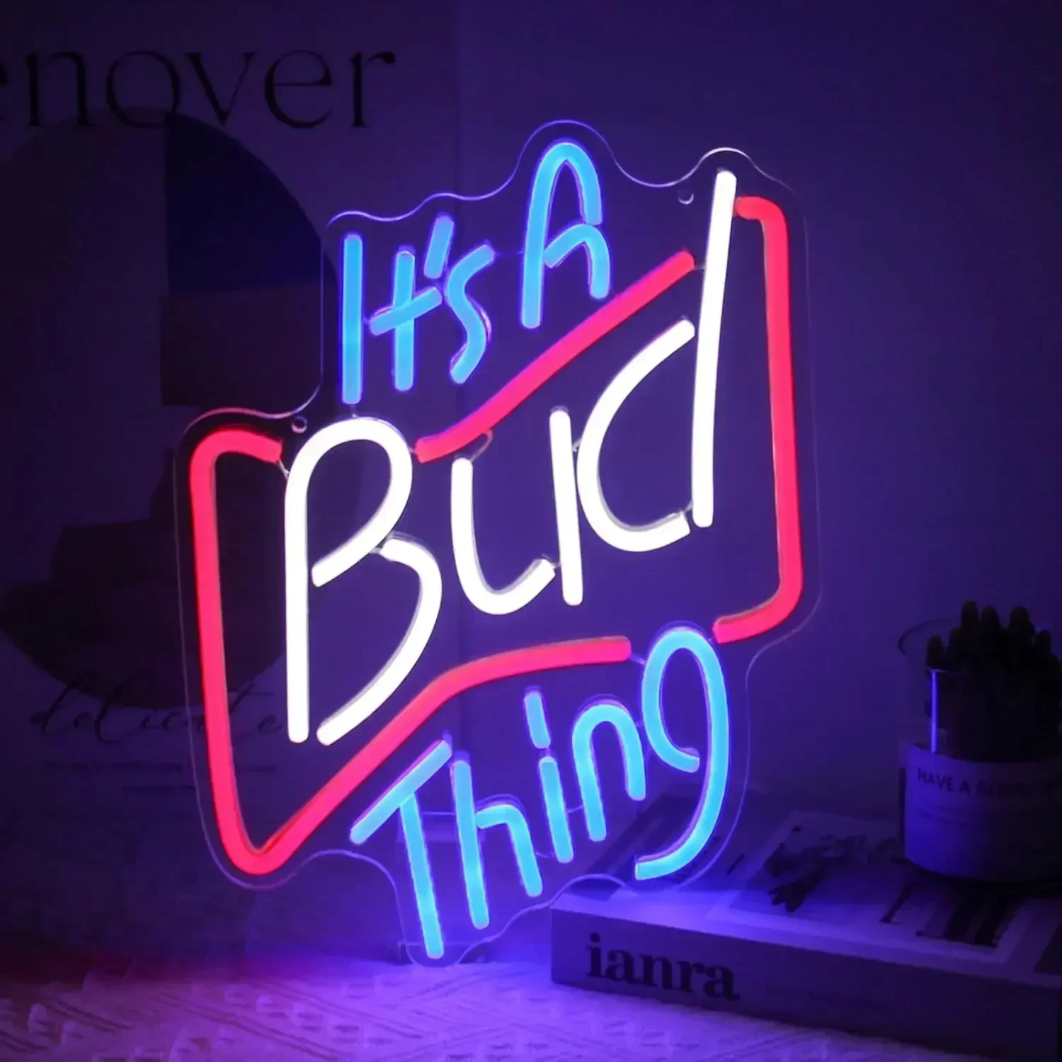 Bar Neon Sign It's A Bud Thing Neon Light Beer LED Night Light USB Powered For Man Cave Bar Decor Bud Pub Man Cave Wall Decor