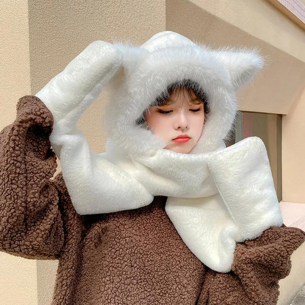 

Minimalistic Hat Set Cozy Winter Hat Scarf Gloves Set Little Bear Design Ear Protection Stay Warm with for Women for Various