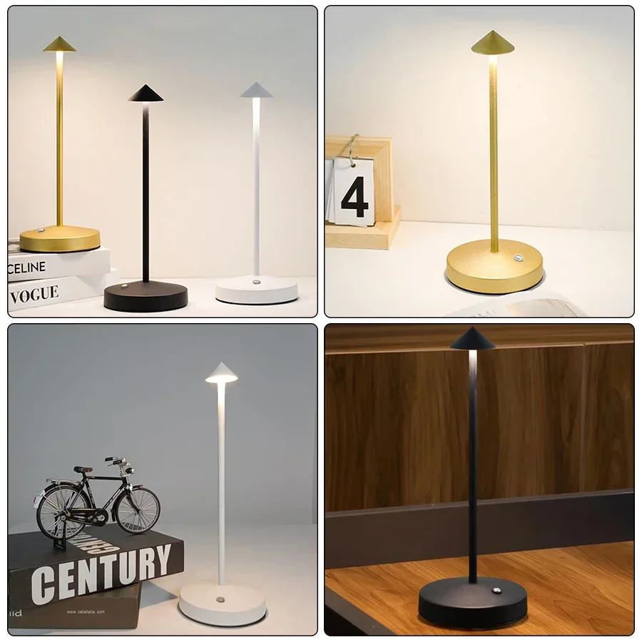 Rechargeable Table LED Lamp Touch Sensor Night Desk Lamp for Restaurant Hotel Bar Bedroom 3 Color Temperatures Stepless Dimming 6