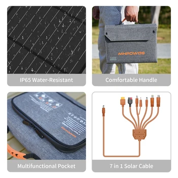 MHPOWOS 120W/80W/40W Foldable Solar Panel USB Portable Battery Charger for Cell Phone Outdoor Waterproof Power Bank for Camping 3