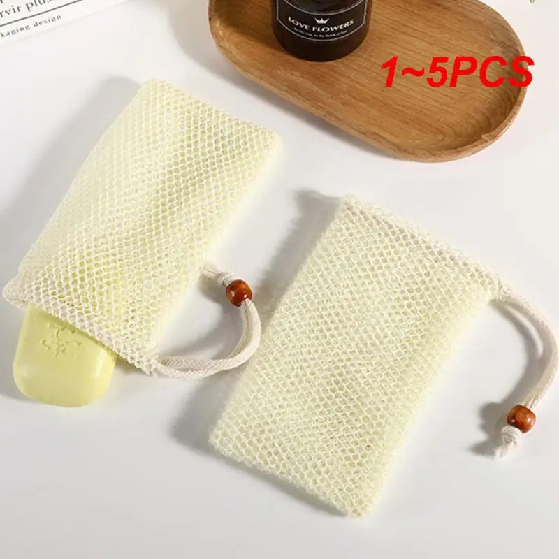 

1~5PCS Cottton And Linen Bathing Soap Bags Foaming Net Soap Storage Bag Colorful Bathing Soap Bags Linen Soap Bag Random Color