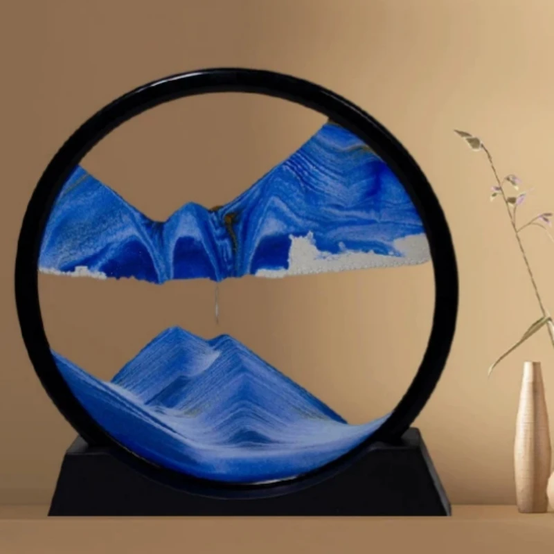 RotatableMovingSandArtPaintingSquareGlass3DDeepSeaSandscape