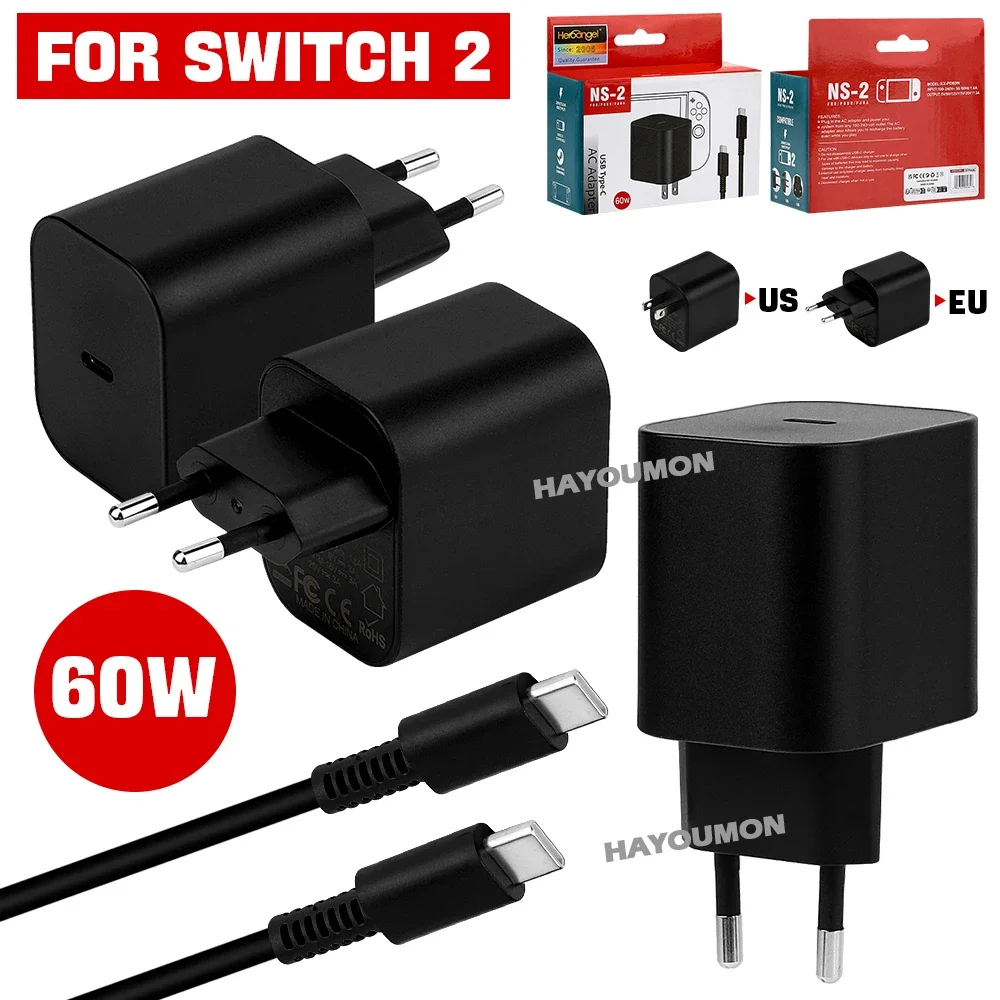 Universal Fast Type C USB Power Supply Wall Charger Cable - 60W Charging Adapter