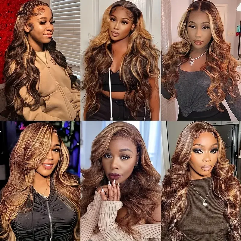 38 40 Inch Highlight Ombre Body Wave Bundles Real Human Hair Colored P4/27 Honey Blonde Brazilian Raw Hair Bundles Extensions 6