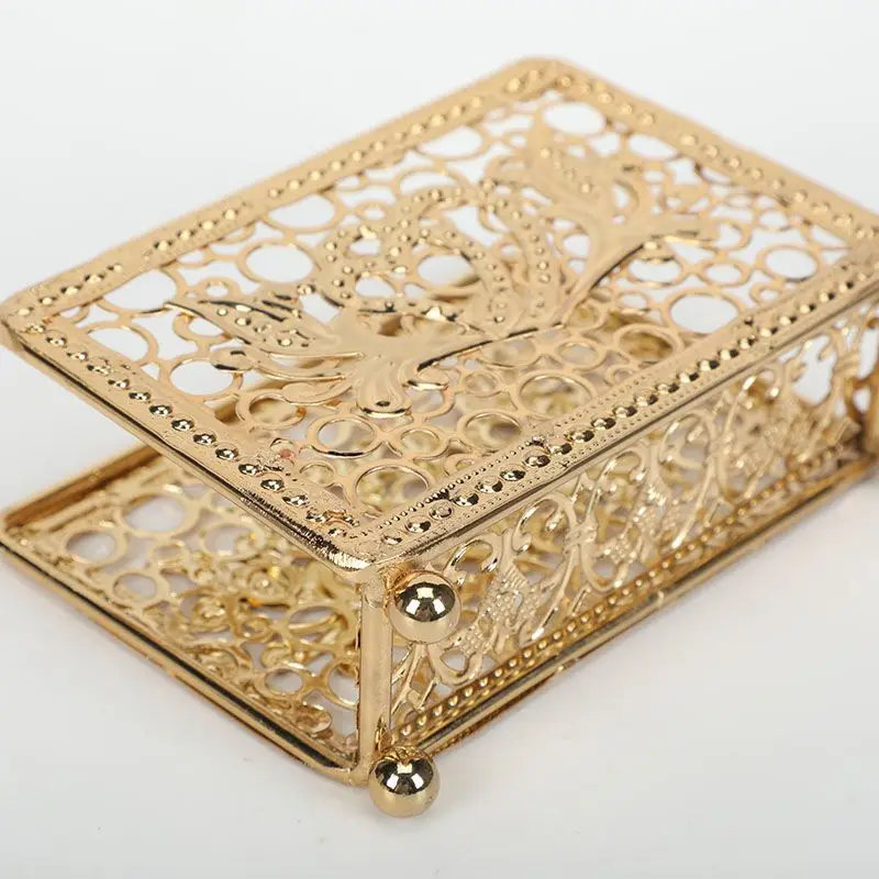 light luxury desktop napkin holder Metal wrought iron openwork storage rack Western restaurant hotel vertical tissue holde