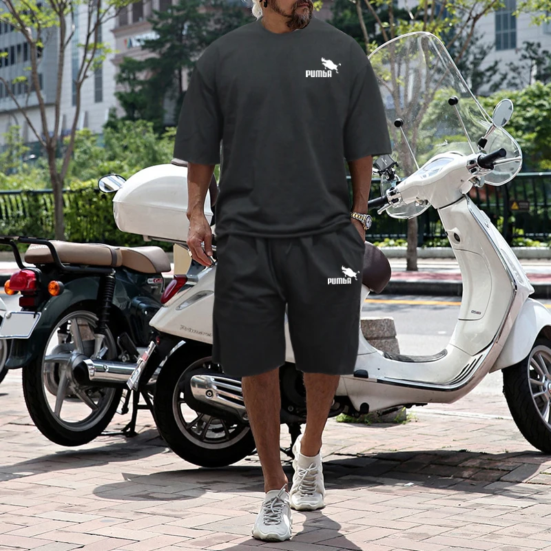 2024 Summer New Men's Clothing Japanese Loose And Lazy Large Size Short-sleeved T-shirt Shorts Two-piece Casual Men's Wear