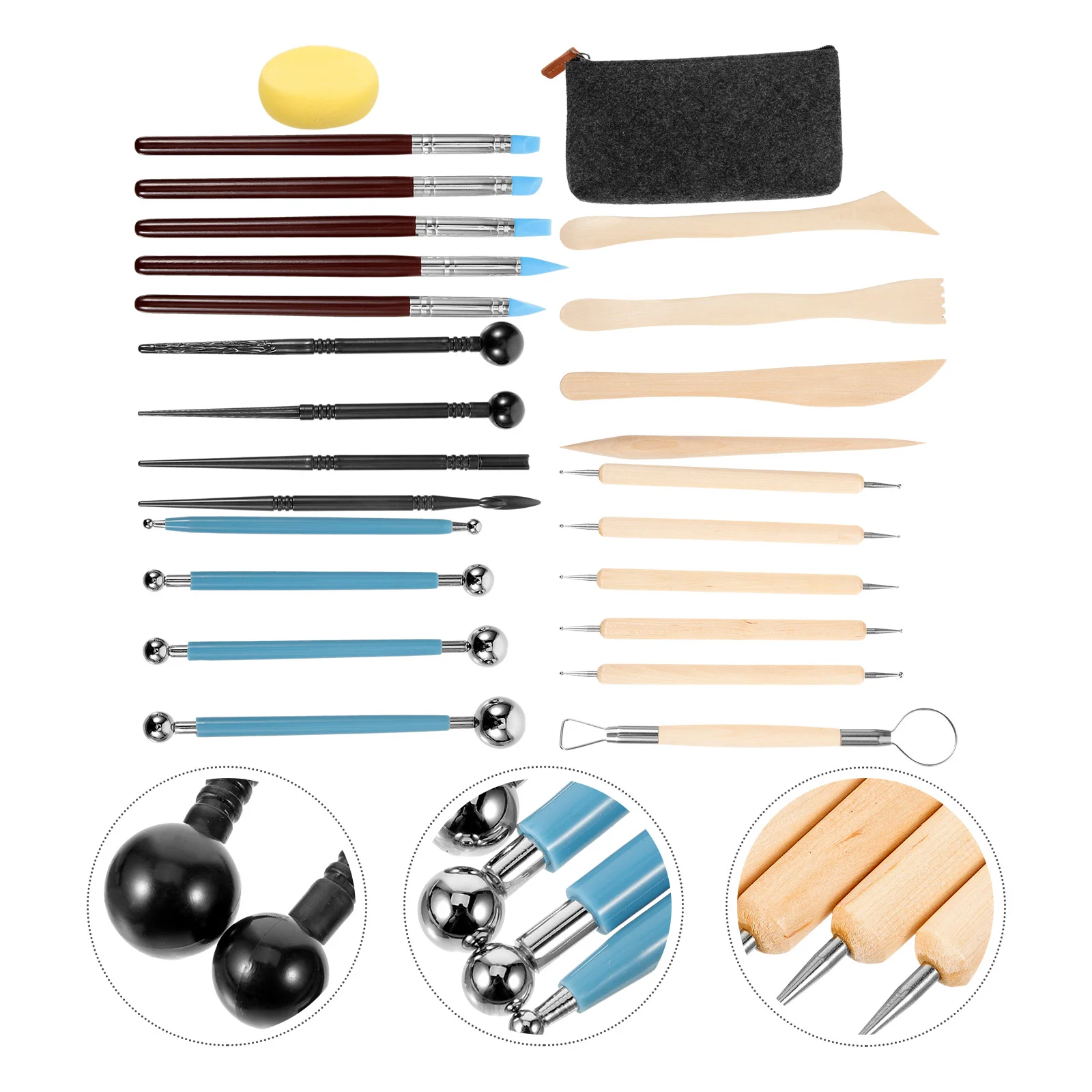 

Pottery Tool Set Kit Carve Tools DIY Manual Modeling Bag Clay Metal Sculpting