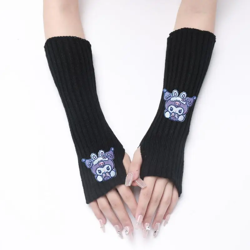 SanrioedLongFingerlessGlovesKuromiWinterArmWarmerKnittedArmSleeveFineSoftGirlsY2K