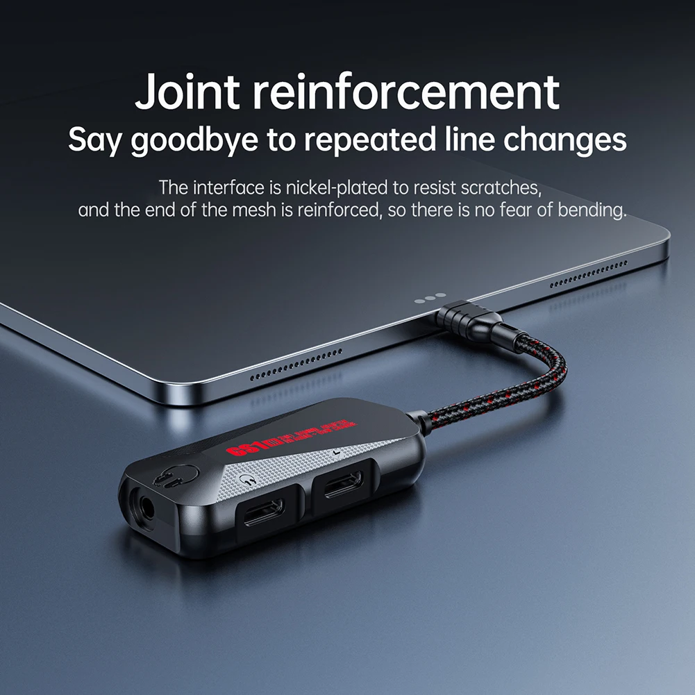 3-in-1 게임용 사운드 카드 Type-C  3.5mm 게임용 전화 오디오 보드 60W 나일론 휴대용 24Bit 96Hz 고해상도 액세서리