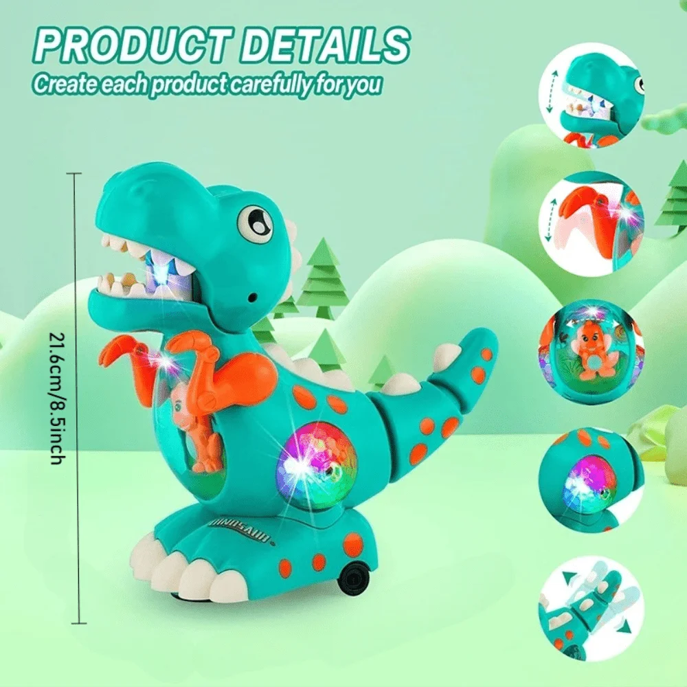 공룡 티라노사우루스 렉스 장난감  음악 기어다니는 감각 상호작용 어린이를 위한 전기 장난감, 무작위 색상