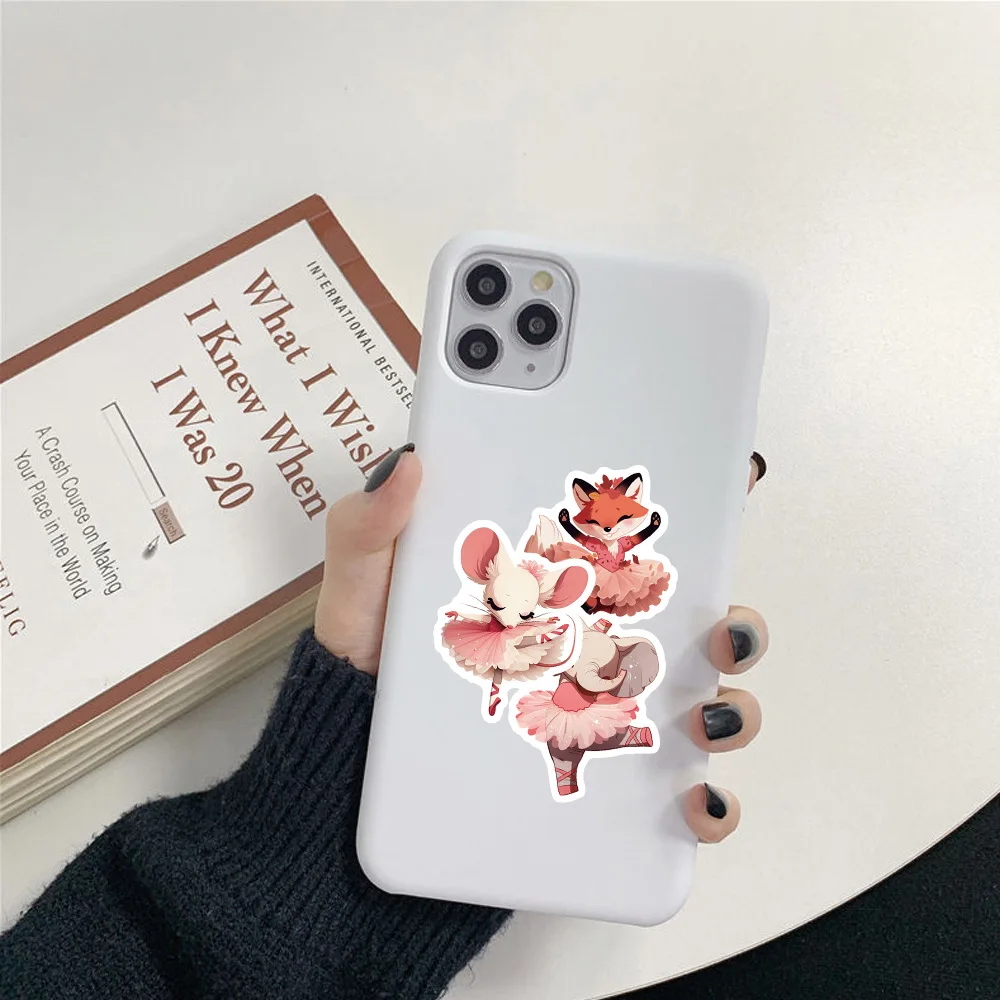 10/54PCS New Cartoon Ballet Small Animal Cute Hedgehog Lion Stickers Kawaii Animal Decal For DIY Skateboard Phone Laptop Kid Toy