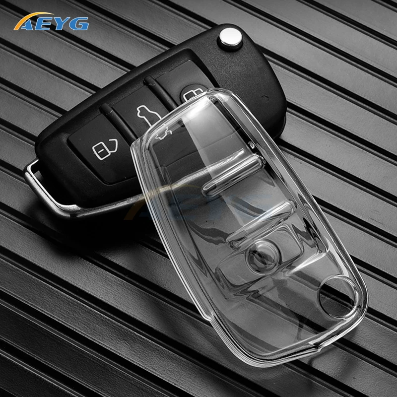 ontto Portachiavi per auto, adatto per Audi Sline A3, A4, A5, A6, C5, C6, B6, B7, B8, Q3, TT S6, 3 pulsanti, Smart Flip Key Case Shell Holder borsa portachiavi accessori decorativi