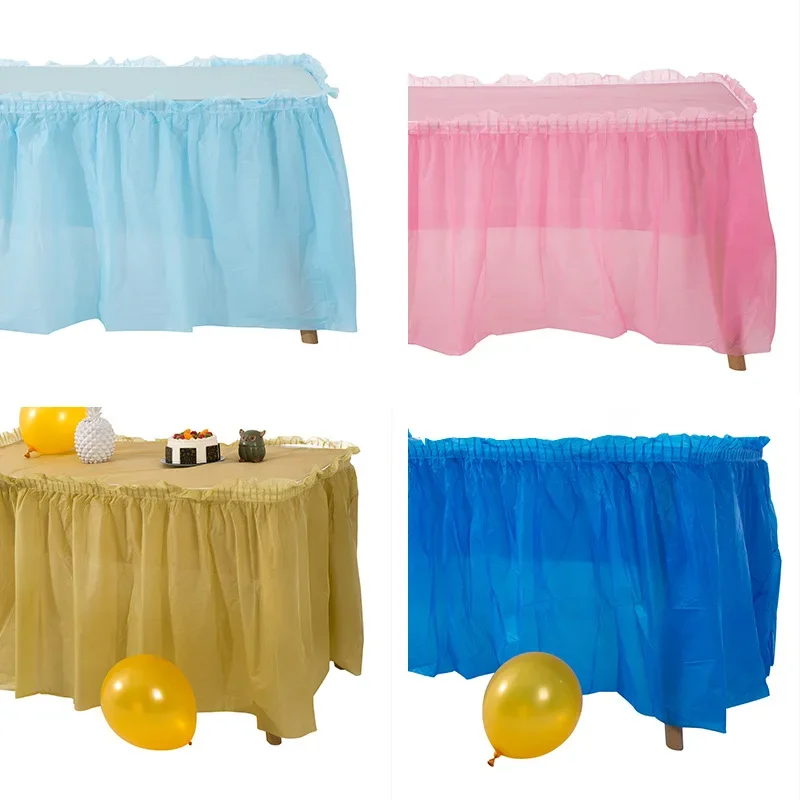 Description Picture 3 of itemDisposable Table Skirt Plastic Party 6 colors 75x430cm Table Cover for Happy Birthday Party Wedding Festival Decoration