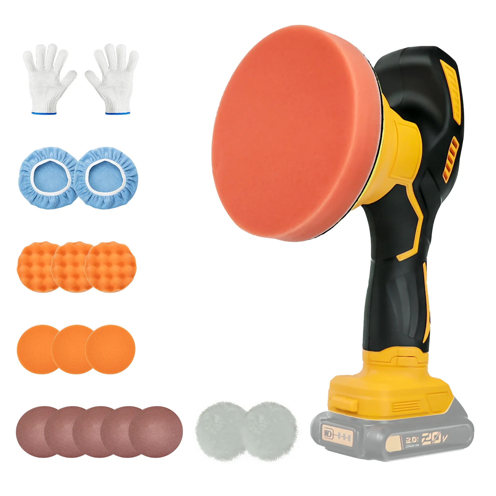 Cordless Car Polisher Cordless Car er Polisher for Dewalt 20V Battery with 8 Variable Speed Up to 5000RPM for Car Detailing Waxing (No Battery)