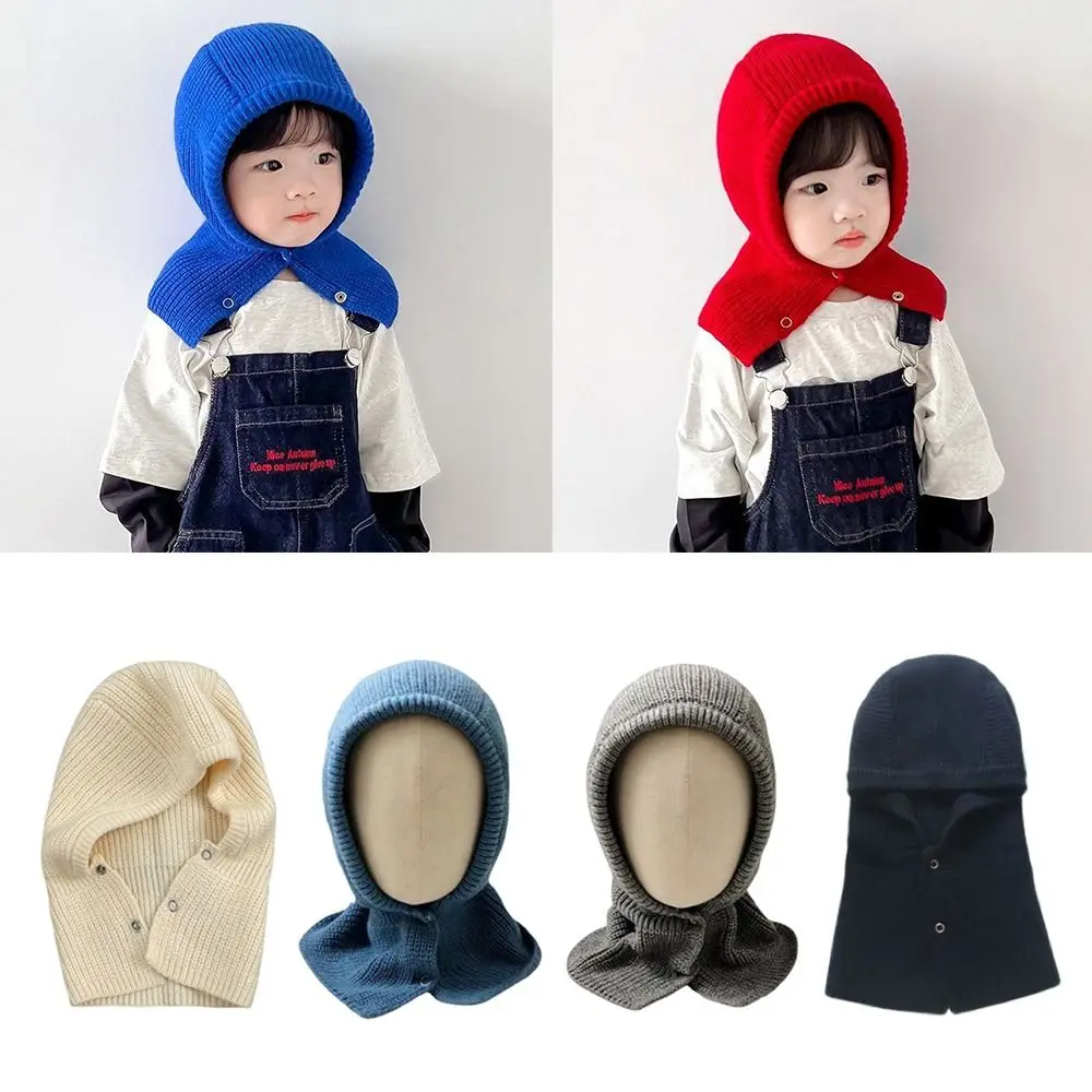 Acrylic Kids Balaclava Hat Scarf Warm Knitted Beanie