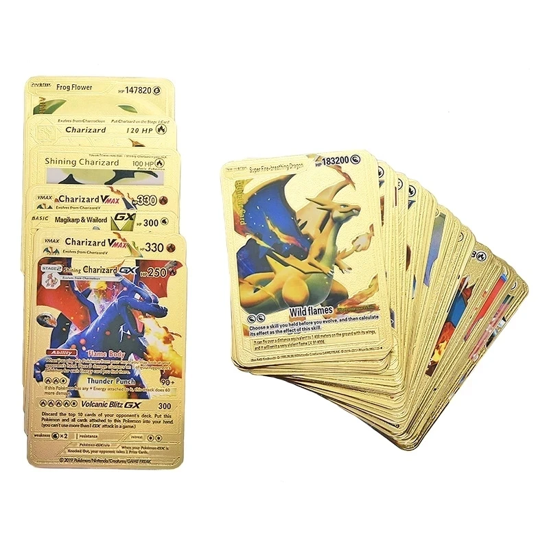 Spanish Pokemon Metal Cards Pokémon Letters Charizard Pikachu V VMAX  Collection Gold Card GX Original Collection Toy Kid Gifts - AliExpress