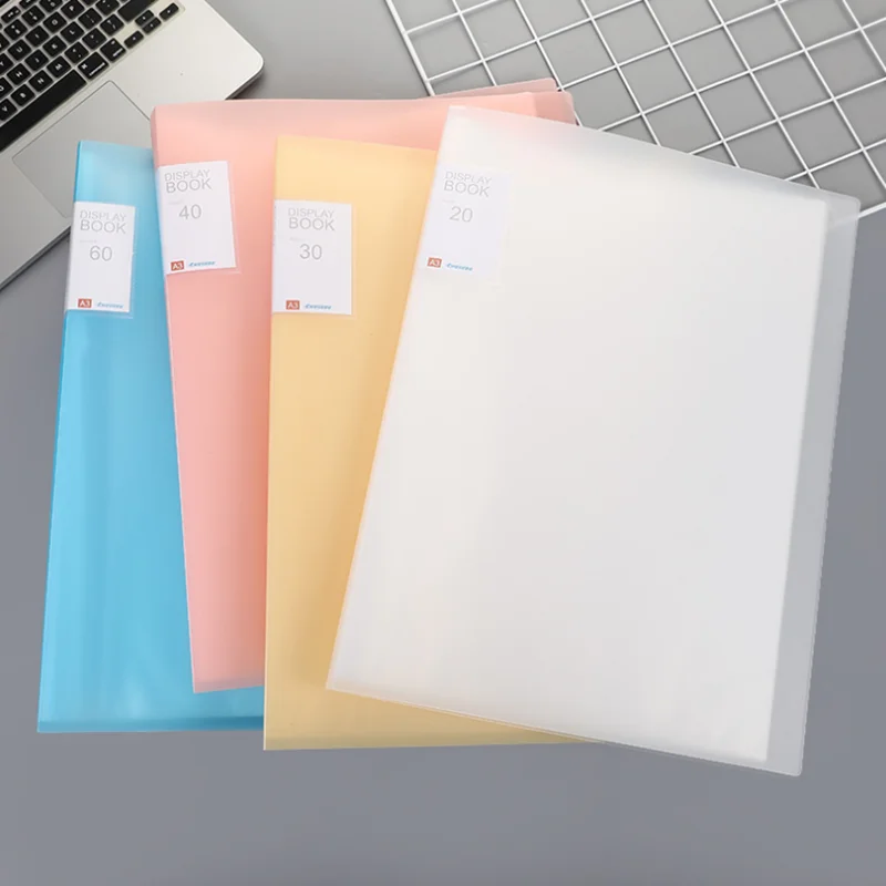 A3 Display Book 40/60 Pages Transparent Insert Folder Document Storage Bag for Bank Campus File Office Workplace Family