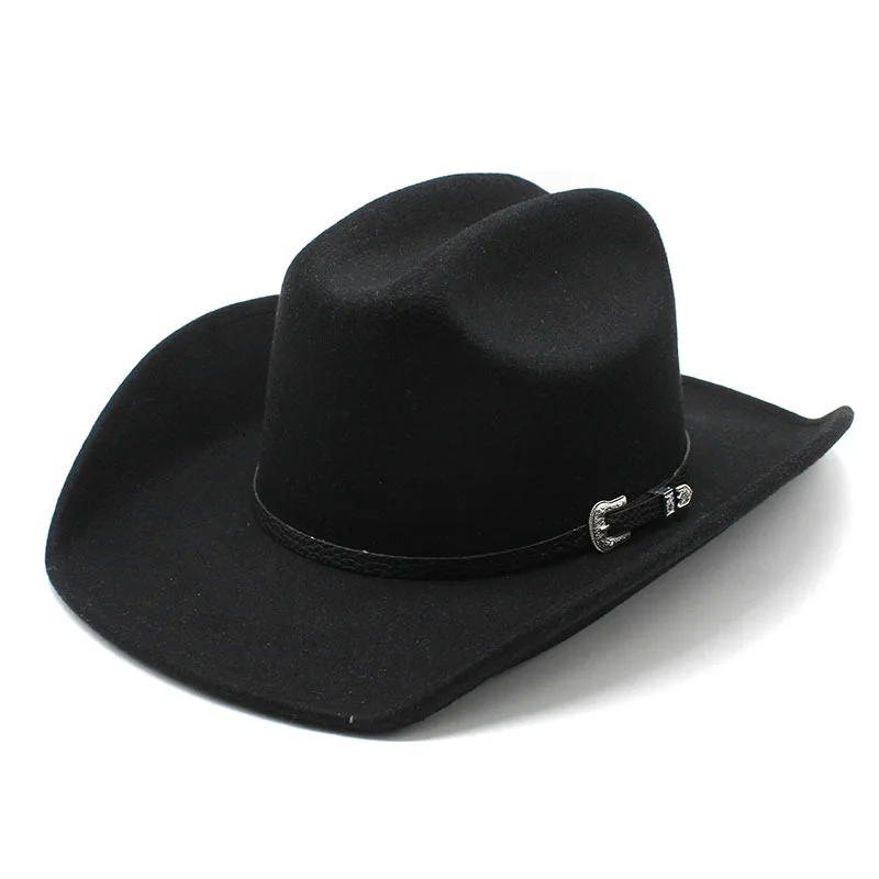  - Four Seasons Cowboy Hats Jazz Caps For Women And Men Woolen 57-58cm Western Curved Brim Cowgirl Accessories NZ0067