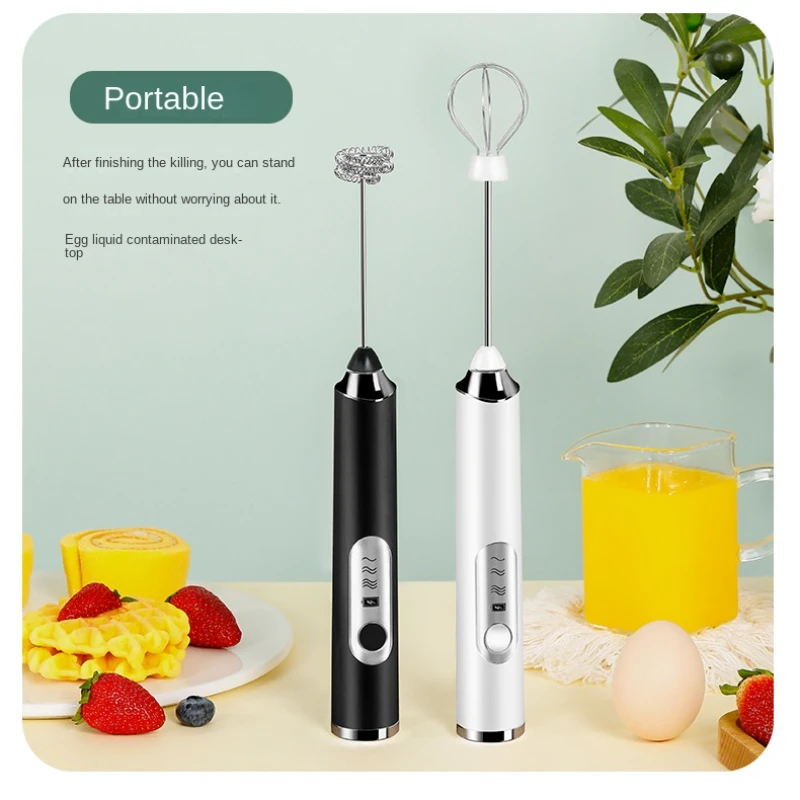 2 In 1 USB Recharge Electric Milk Frother Foam Maker Egg Beater Whisk