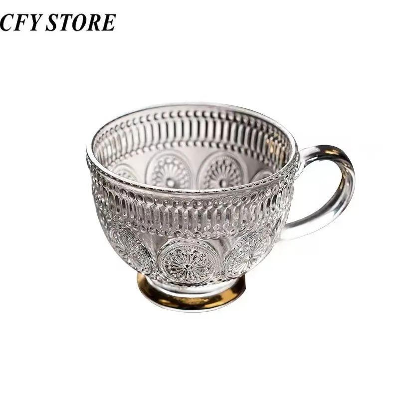 Drinking Glass 400ml Glass Breakfast Mug with Handle