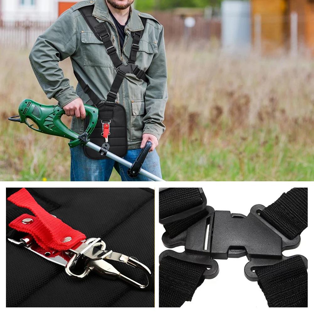 

Trimmer Shoulder Strap Padded Double Shoulder Harness Adjustable Waistband Y-Shaped Brush Cutter Strimmer Harness Garden Tool