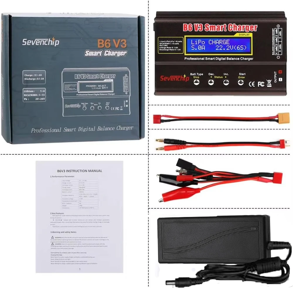 Battery Charger iMAX B6 V3 80W 6A Battery Charger LiHv Lipo NiMh Li-ion Ni-Cd Digital RC Charger Lipro Balance Discharger 15V 6A Adapter
