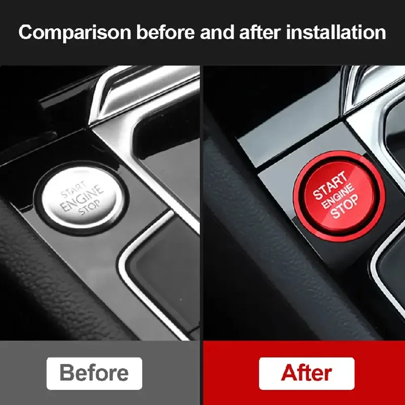 폭스바겐 골프 7 MK7 VII GTI R 제타 CC 아테온 파사트 B8 투아렉 T-록용 자동차 엔진 스타트 버튼 점화키 링 커버 트림