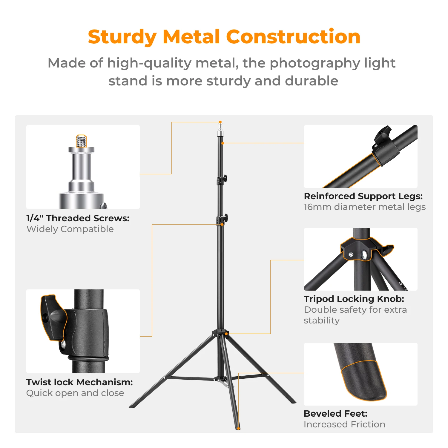 78.8in/2m Extendable Light Stand Photography Photo Video Tripod Stand for Camera Softbox with 1/4" Screw Storage Bag Light stand, photographic light stand, photo tripod