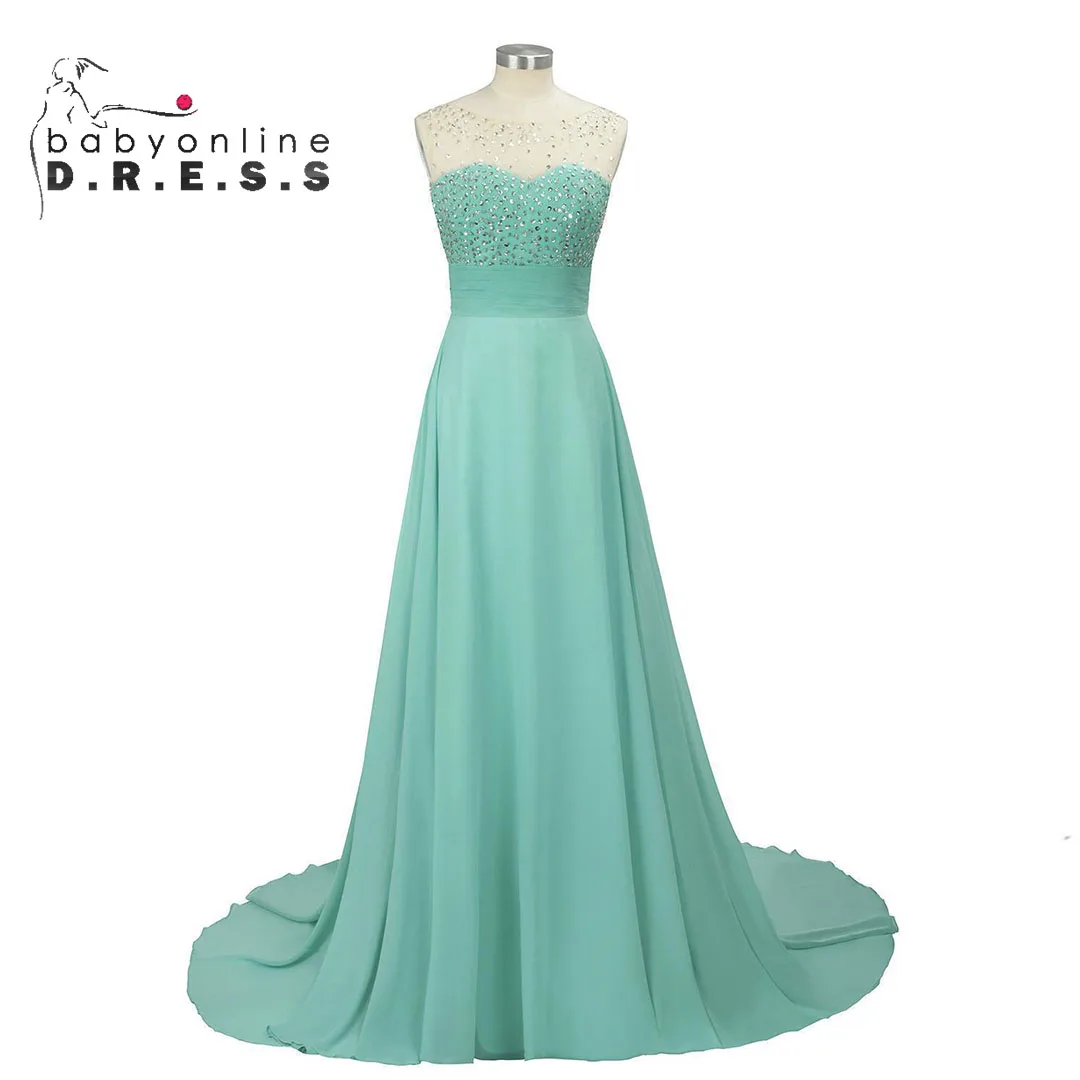 

BABYONLINE Prom Dress Illusion Sparkly Irregular Sparkling Crystal Sleeveless Backless Diamonds Embellished Tulle Skirt