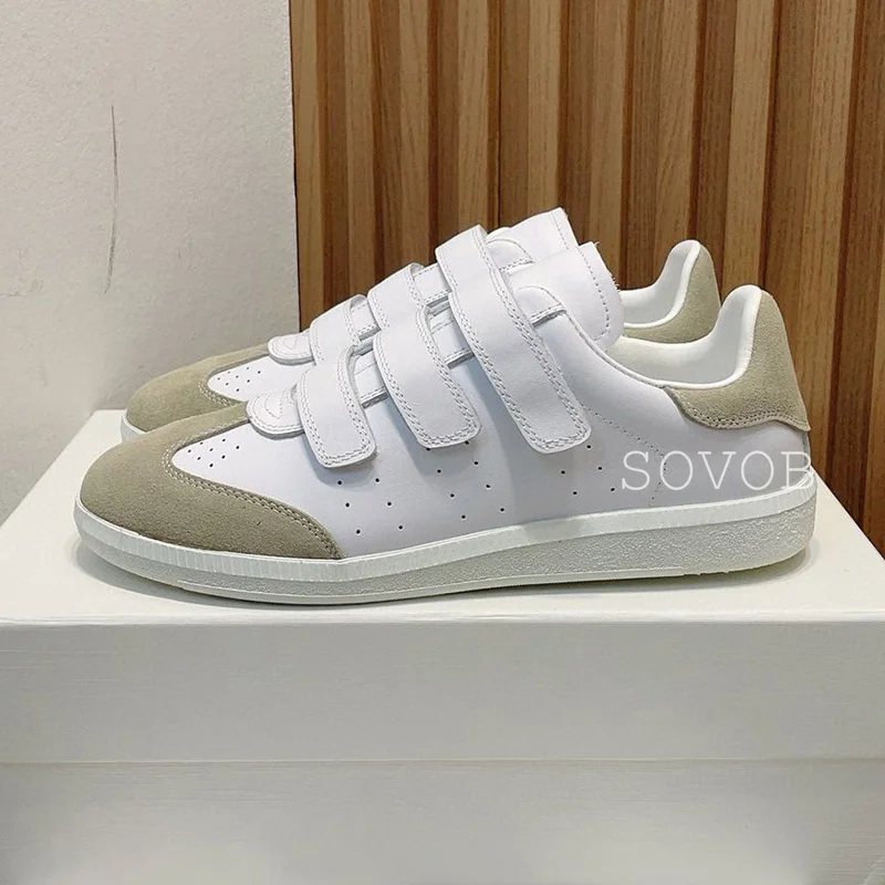 Women Shoes Spring Autumn Genuine Leather Color Matching Flat Retro Breathable Versatile Sports Daily Casual