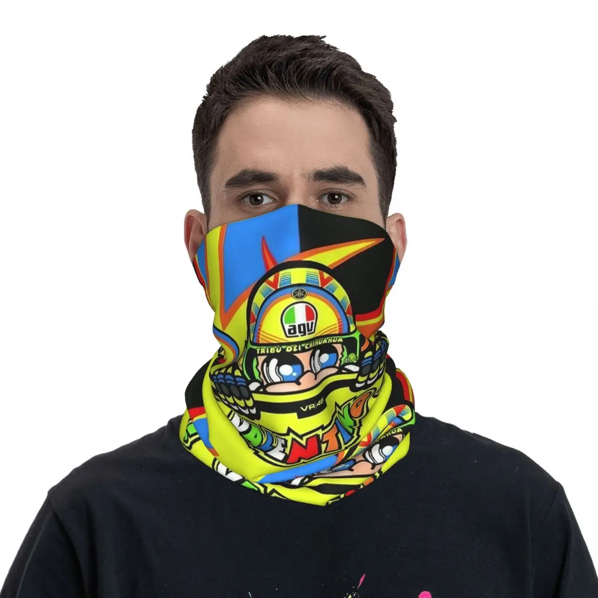 Motorcycle bandana racing neck cover printed Rossi balaclavas wrap scarf warm headwear unisex adult washable