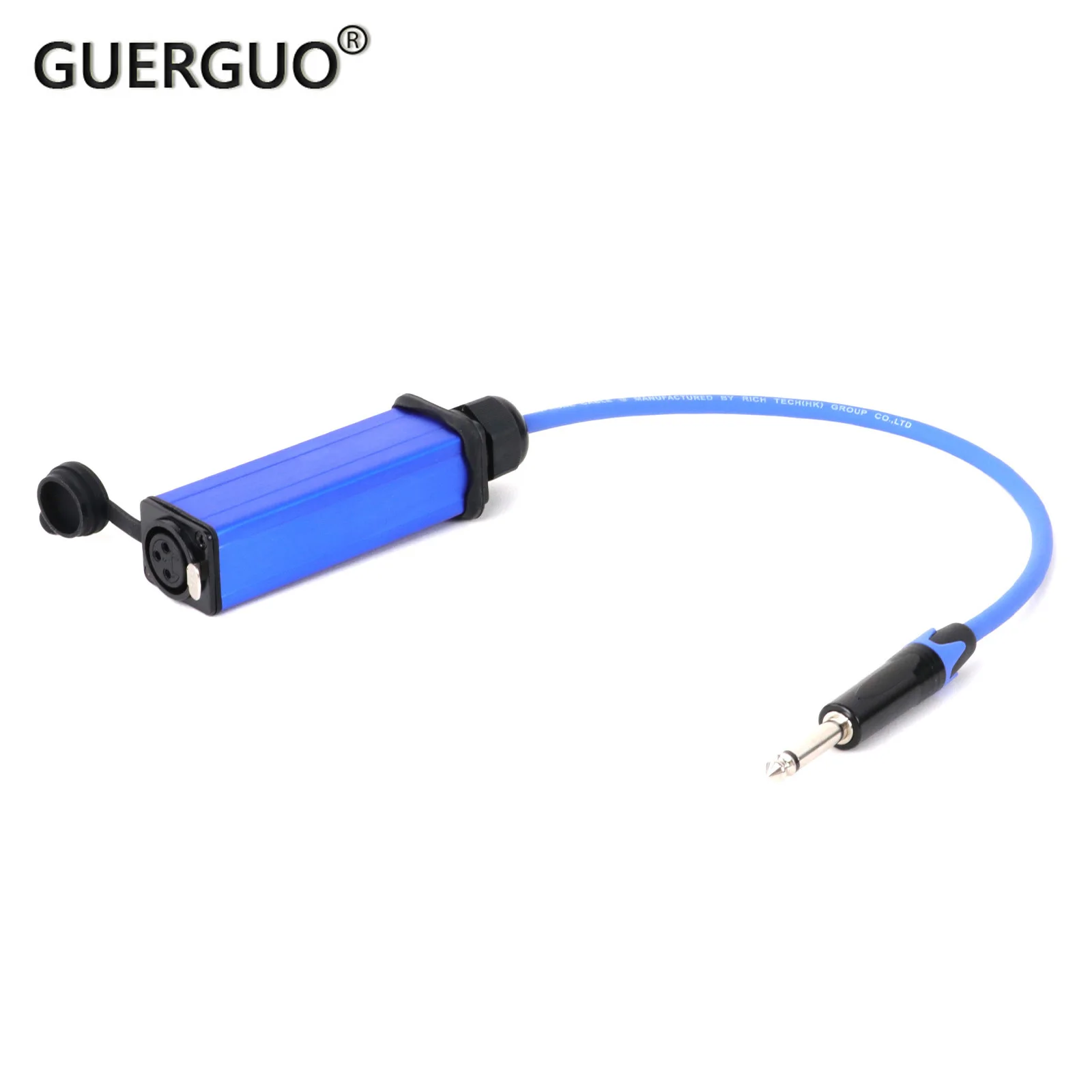 3-polige D-Typ-XLR-Buchsen halterung an 6,35mm 1/4-Zoll-Mono-Buchsenstecker durch ein buntes Kabel für das Mikrofon