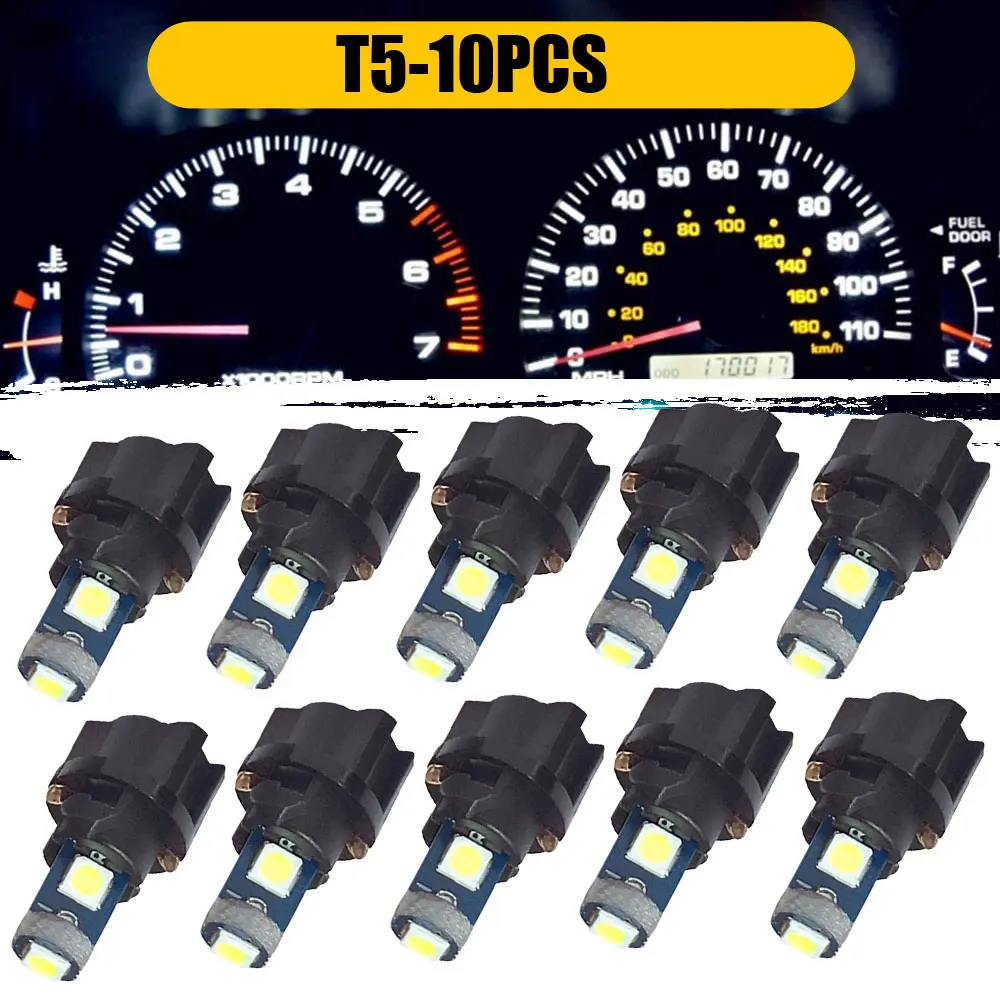

10pcs Universal T5 Car Auto 3smd 3030 Wedge LED Light Bulb Lamp Dash Board Instrument White Pink Ice Blue Red Yellow Green