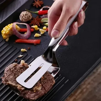 304 Stainless Steel Double-Sided Steak Clip - Thick, Heavy-Duty Design for BBQ, Grilling, Flipping Steak, Fish & Bread