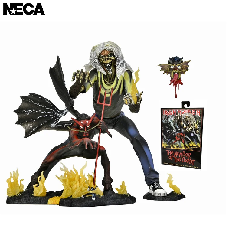 100% Originale Neca Iron Maiden Eddie Numero Della Bestia 40Th Anniversary Ver In Stock Anime Action Collection Figure Model